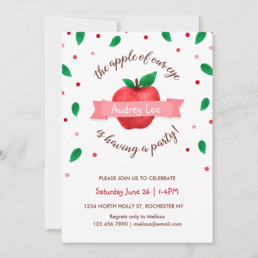 Apple Birthday Partyへの招待「Apple of our eye」 招待状 (正面)