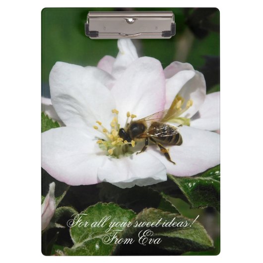 Apple Blossom & Bee Macro Photo | Custom Clipboard クリップボード (正面)