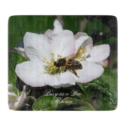 Apple Blossom & Bee Macro Photo | Cutting Board カッティングボード (正面)