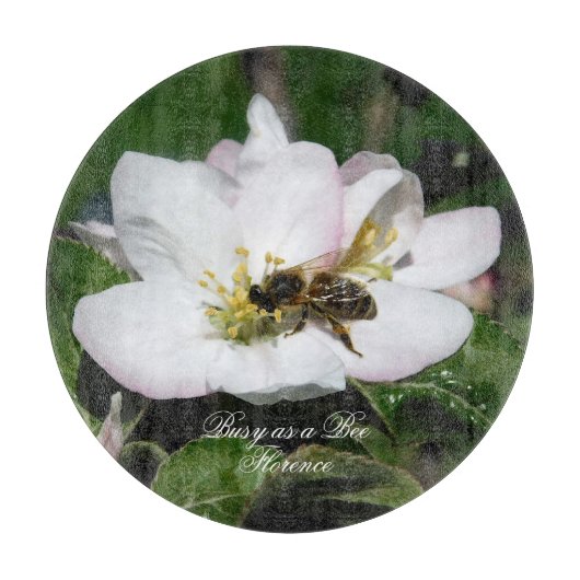 Apple Blossom & Bee Macro Photo | Cutting Board カッティングボード (正面)