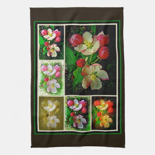 Apple Blossom Collage – 拡張デジタル写真 キッチンタオル (縦)