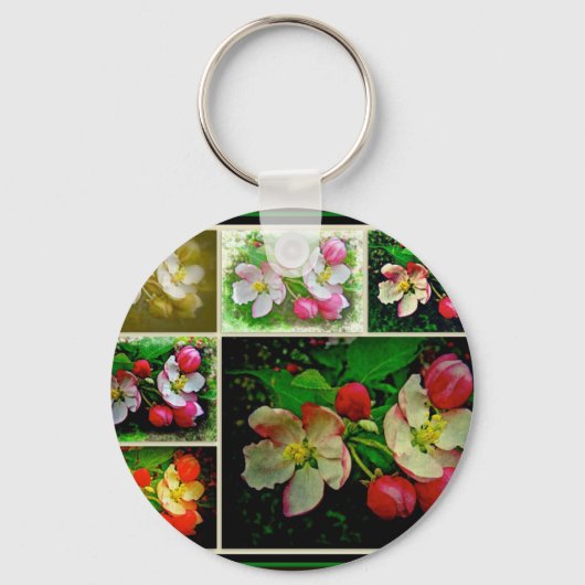 Apple Blossom Collage – 拡張デジタル写真 キーホルダー (正面)