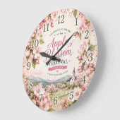 Apple Blossom Festival Virginia Spring Floral ラージ壁時計 (傾斜)