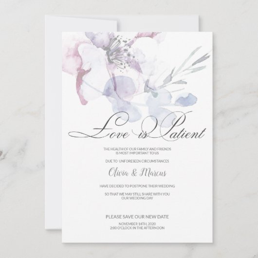 Apple Blossom Love is Patient Wedding Postponement 招待状 (正面)