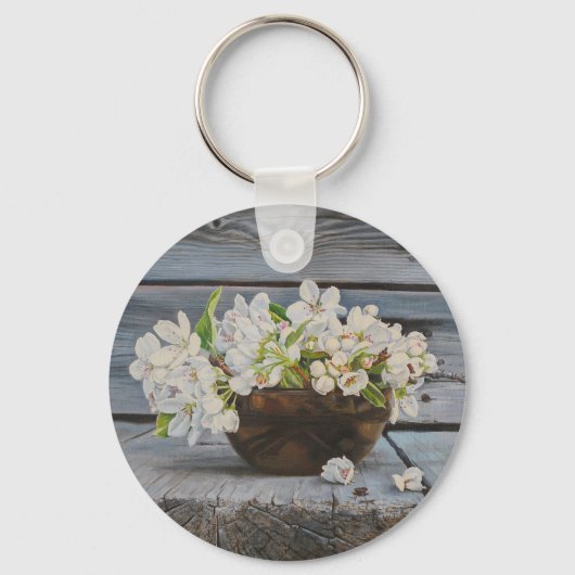 Apple Blossom Still Life – Original Fine Art Print キーホルダー (裏面)