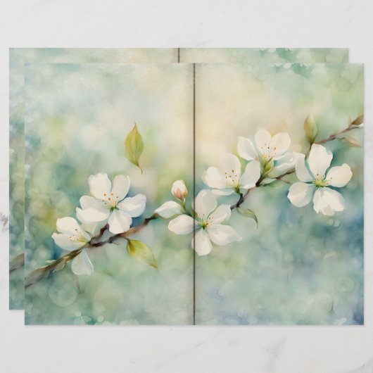 Apple Blossom Water Color Journalページ (正面/裏面)
