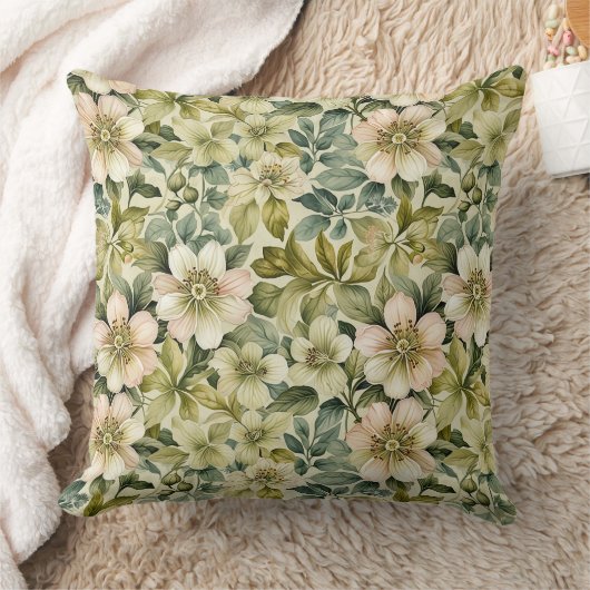 Apple Blossoms and Leaves クッション (ブランケット)