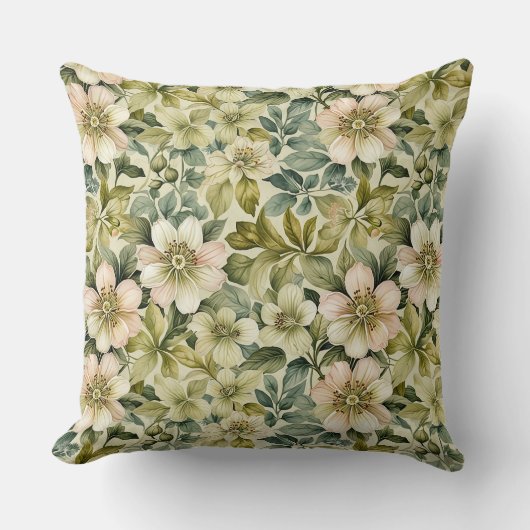 Apple Blossoms and Leaves クッション (正面)