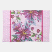 Apple Blossoms and Pink Polka Dots Kitchen Towel キッチンタオル (横)