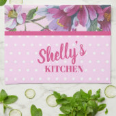 Apple Blossoms and Pink Polka Dots Kitchen Towel キッチンタオル (折り畳み)
