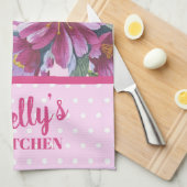 Apple Blossoms and Pink Polka Dots Kitchen Towel キッチンタオル (四つ折り)