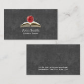 Apple & Book Chalkboard背景先生 名刺 (正面/裏面)