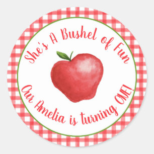 Apple Bushel ofおもしろいステッカー – カスタマイズ可能 ラウンドシール