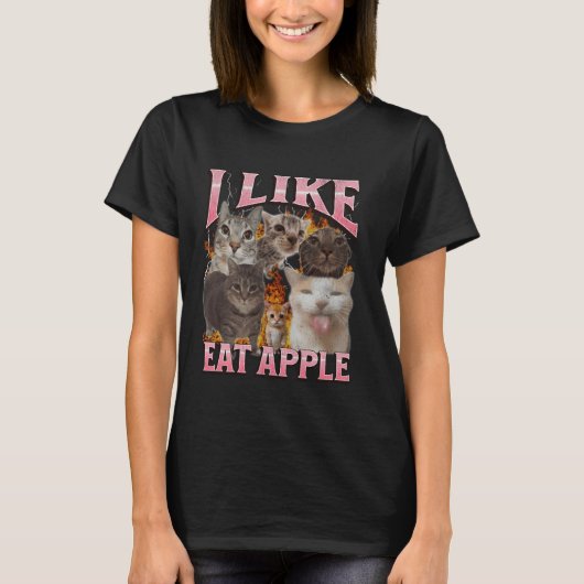 Apple Catの食べミームのBootlegグラフィックが好き Tシャツ (正面)