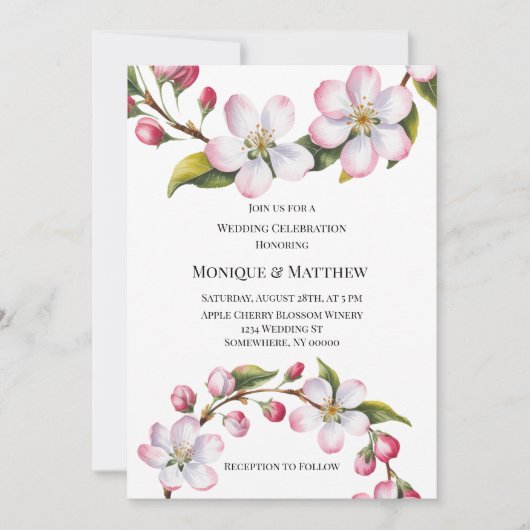 Apple Cherry Blossom Wedding Celebration  招待状 (正面)