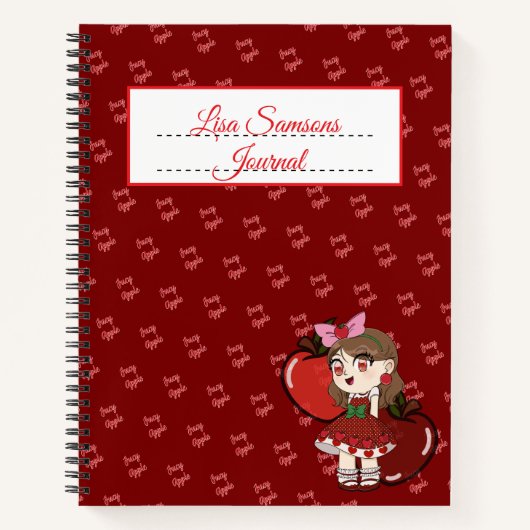 Apple Chibi design Journal Spiral Notebook ノートブック (正面)