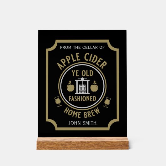 Apple Cider素朴ドリンクパーソナライズされた アクリルサイン (正面)