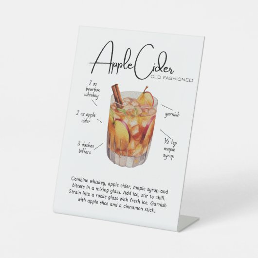 Apple Cider Old-Fashioned Cocktail Pedestal Sign 台座サイン (正面)