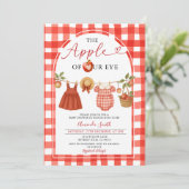 Apple Clothesline Fall Rustic Gingham Baby Shower 招待状 (スタンド正面)