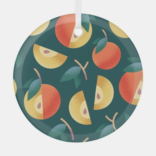 Apple Delight：ダークグリーンシームレス。 ガラスオーナメント (正面)