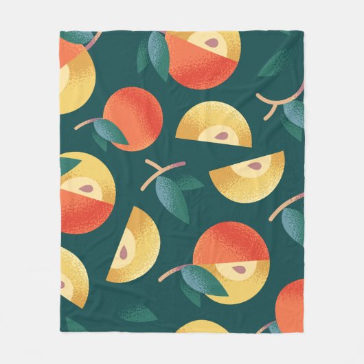 Apple Delight：ダークグリーンシームレス。 フリースブランケット (正面)