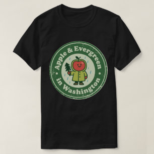 Apple & Evergreen_ ワシントン自然にインスパイアされた Tシャツ