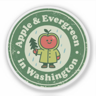 Apple & Evergreen_ ワシントン自然派  シール