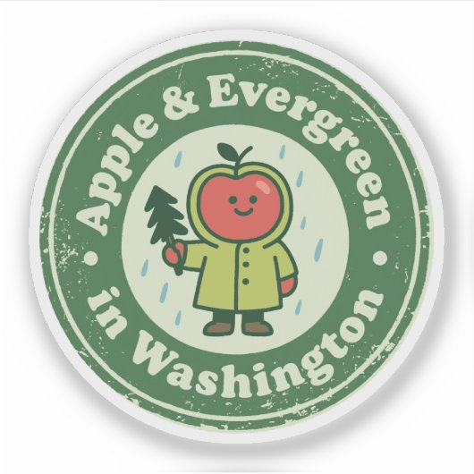 Apple & Evergreen_ ワシントン自然派  シール (正面)