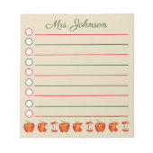 Apple for the School先生赤リストパーソナライズされた ノートパッド (正面)