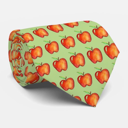 Apple for the Teacher Green Red Apples Gift Tie ネクタイ (ロール)
