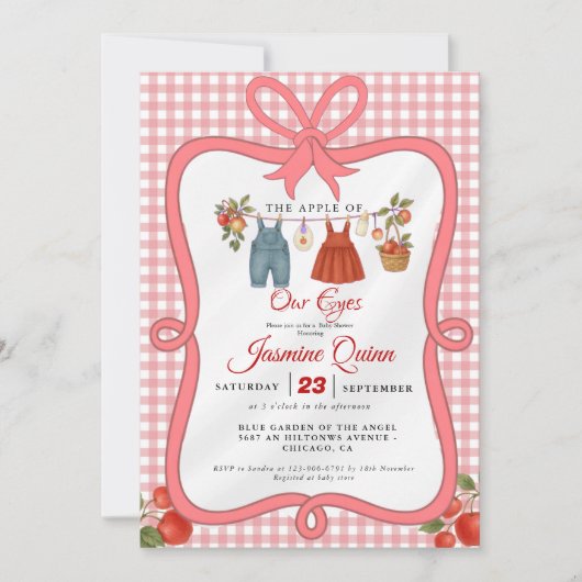 Apple Fruit Fall baby shower  Baby sprinkle 招待状 (正面)