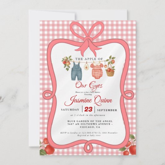 Apple Fruit Fall baby shower  Baby sprinkle 招待状 (正面)