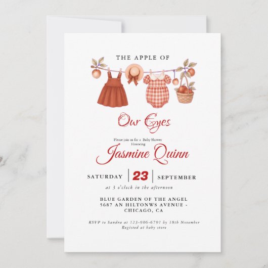Apple Fruit Fall baby shower  Baby sprinkle 招待状 (正面)