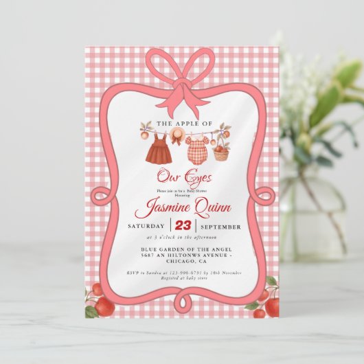 Apple Fruit Fall baby shower  Baby sprinkle 招待状 (スタンド正面)