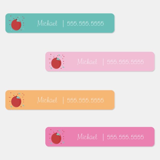 Apple Fruit Schoolクラスのランチネーム番号ラベル ラベル (グループ)