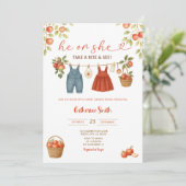 Apple gender reveal watercolor he or she  招待状 (スタンド正面)