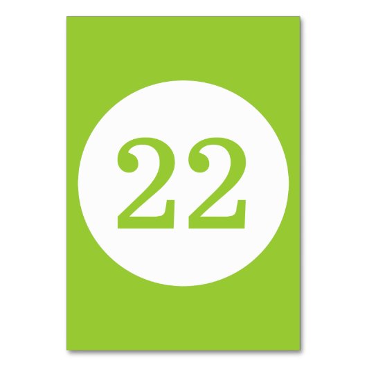 Apple GreenとWhite Circleのテーブル番号 テーブルナンバー (裏面)