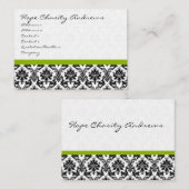 Apple Greenを使用した名刺白黒ダマスク 名刺 (正面/裏面)