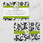 Apple Greenを使用した白黒のダマスクフローラ エンクロージャーカード (正面/裏面)