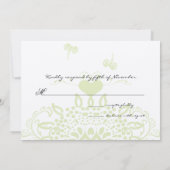 Apple Green Beesとハート結婚の反応 招待状 (裏面)