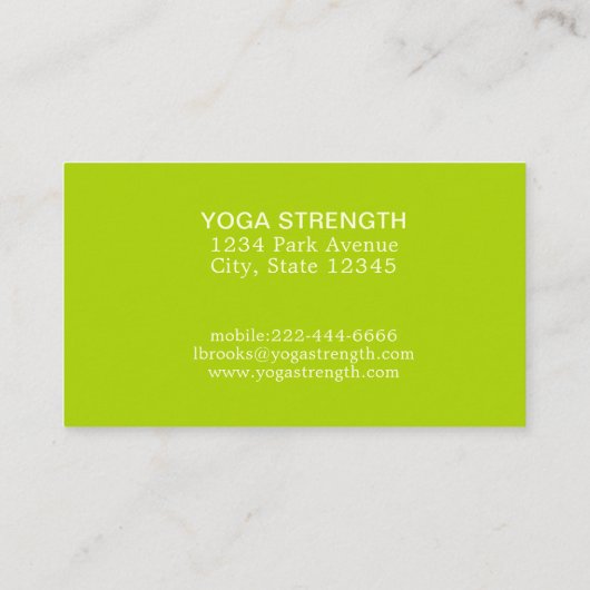 Apple Green Beige Yoga Strength Business Card 名刺 (裏面)