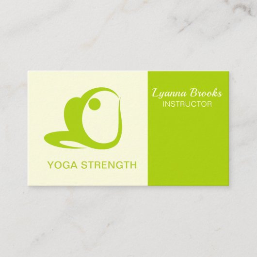 Apple Green Beige Yoga Strength Business Card 名刺 (正面)