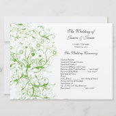 Apple Green Black Birds Swirl Order of Service 招待状 (正面)