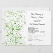 Apple Green Black Birds Swirl Order of Service 招待状 (正面)