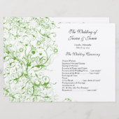 Apple Green Black Birds Swirl Order of Service 招待状 (正面/裏面)