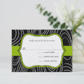 Apple Green & Black Wood Grain Wedding RSVP (スタンド正面)
