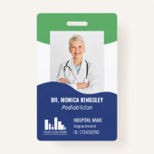 Apple Green Blue Wavesのロゴと写真の従業員ID バッジ (正面)