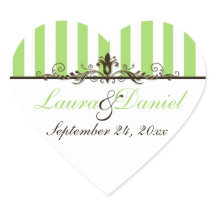 Apple Green、Brown、Whiteのシストライプのステッ結婚ク