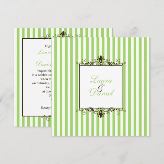 Apple Green、Brown、Whiteの招待状 招待状 (正面/裏面)