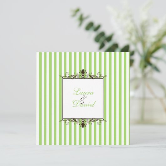 Apple Green、Brown、Whiteの招待状 招待状 (スタンド正面)